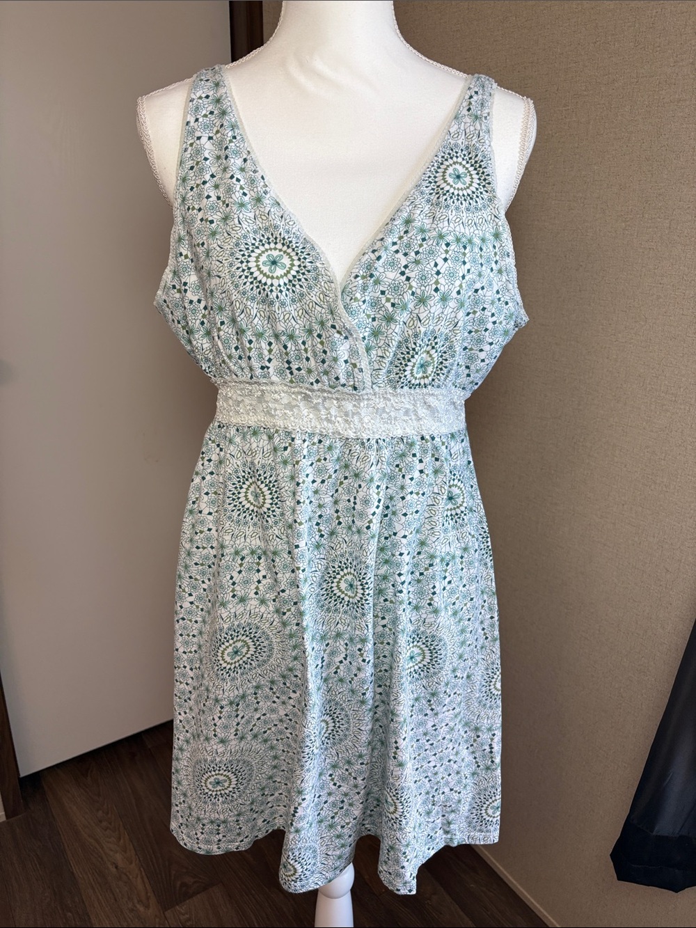 Carole Hochman New York Boho Floral Medallion Babydoll Dress Large Cottagecore